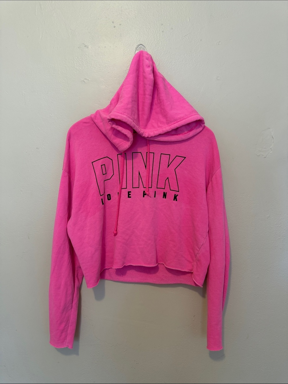 PINK Victoria's Secret Cropped Hoodie - Bright Pink